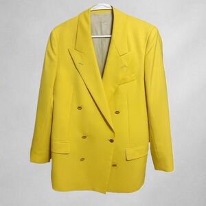 Enrico Coveri Blazer Women’s M Mustard/Yellow 100% Wool Marlane Fabric 80s 90s